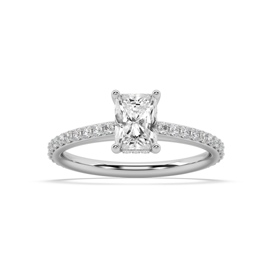 Carmen Hidden Halo Radiant Cut Lab Grown Prong 18K Engagement Ring