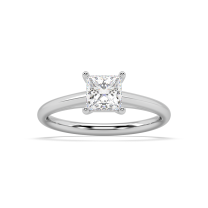 Carmen Classic Prong Princess Cut Lab Grown Plain 18K Engagement Ring