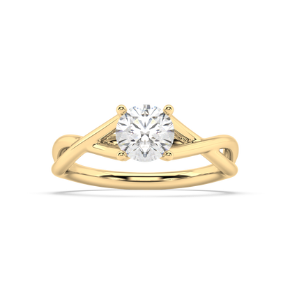 Classic Prong Round Lab Grown Plain 18K Engagement Ring