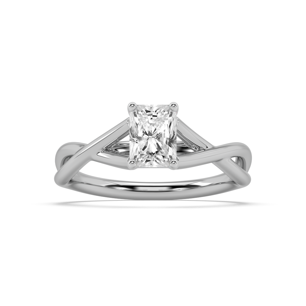 Classic Prong Radiant Cut Lab Grown Plain 18K Engagement Ring