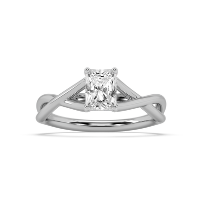 Classic Prong Radiant Cut Lab Grown Plain 18K Engagement Ring