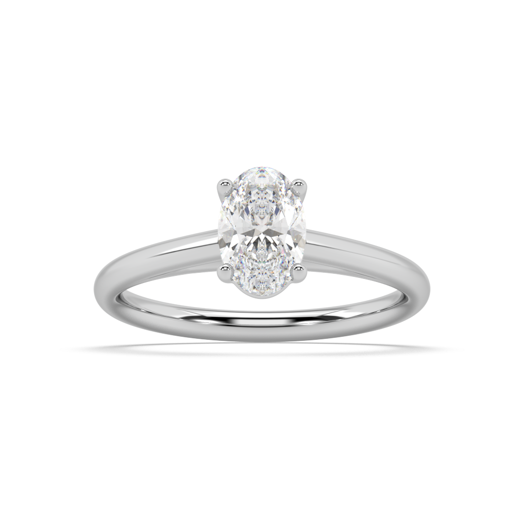 Carmen Classic Prong Oval Cut Lab Grown Plain 18K Engagement Ring