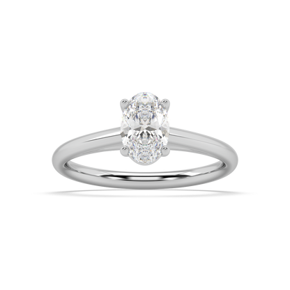 Carmen Classic Prong Oval Cut Lab Grown Plain 18K Engagement Ring