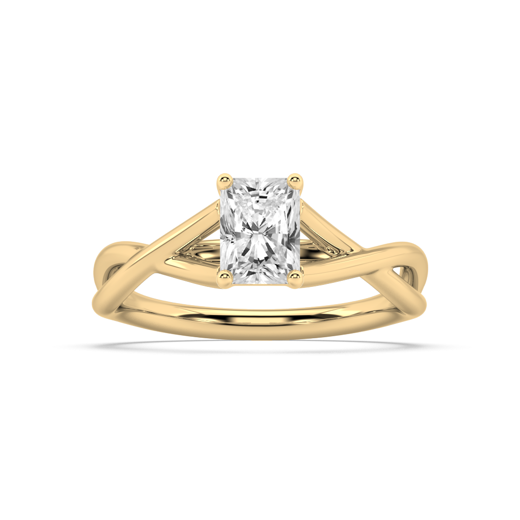 Classic Prong Radiant Cut Lab Grown Plain 18K Engagement Ring