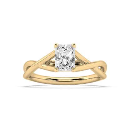 Classic Prong Radiant Cut Lab Grown Plain 18K Engagement Ring